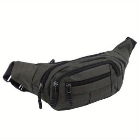 Men's And Women's Large-capacity Wear-resistant Sports Waist Bag Casual Bag Shoulder Chest Bag Light Sports Travel Bag Men's Messenger Backpack W (Color: DARK GREEN)
