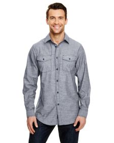 Burnside B8255 Mens Chambray Woven Shirt (Color: DARK DENIM, size: XL)