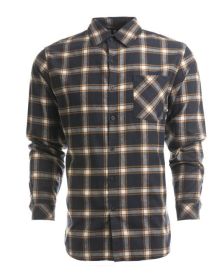 Burnside B8212 Woven Plaid Flannel With Biased Pocket (Color: NAVY/ ORANGE, size: L)